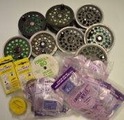 Collection of Fly reels, spare spools hooks and shot: Bruce and Walker 
