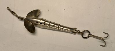 Lure: An unnamed Gregory Style 'Cleopatra' lure finished in nickel c.1900, measures approx. 2