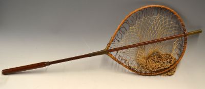 Early Farlow Wooden Landing Net c1890: Early C Farlow & Co 191 Strand London wooden trout size gye