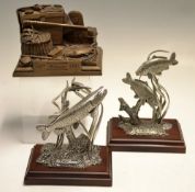 David Hughes Shakespeare Centenary bronze cast: selection of Shakespeare fishing tackle on a