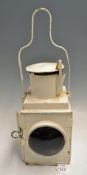 BR Locomotive Head Lamp white body with a red glass lens, measures 52cm including handle