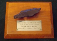 WWII Royal Navy relic piece of German 11