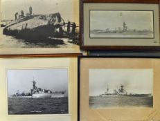 Various Battleship Photographs to include HMS Capetown, HMS Cavalier another unnamed plus a print of