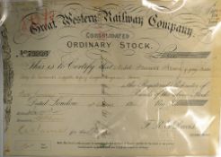 Great Western Railway Company Stock Certificate - £500 dated 1942