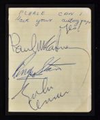 The Beatles - Autographs of John Lennon, Paul McCartney and Ringo Starr - on a piece of paper,