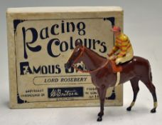 C.1940s Britains Lead Racing Colours of Famous Owners Lord Roseberry - No1463, yellow and pink