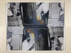 India - Sis Ganj Sahib Gurdwara Photograp -A large vintage photograph showing the interior of