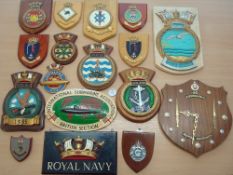 Assorted Selection of 17x Royal Navy Ship crests to include HMS Hartlepool, Plymouth, 46 Commando
