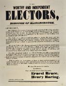 1841 Election Poster - 'To the worthy and independent electors of the borough of Marlborough' for
