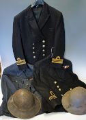3x Various Military Jackets and 2x Ladies Helmets - Navy and Royal Air force with buttons, and 2x