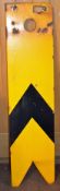 Railway Semaphore Distance Signal enamel signal, yellow and black, measures 29x122cm