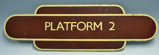 GWR Platform 2 Wooden Station Sign measures 93cm in length approx.