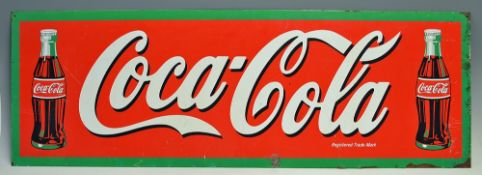 Early 20th Coca Cola Sign green and red metal sign measures 98x33cm approx.