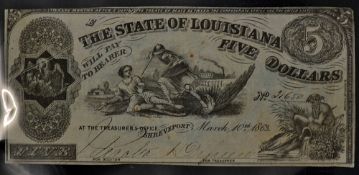 Confederate States - State Of Louisiana. Shreveport March 10 1863 $5 Banknote - With vignette