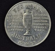 The Controversial Body Line Cricket Tour Of Australia Commemorative Medallion. 1932-33 Tour.