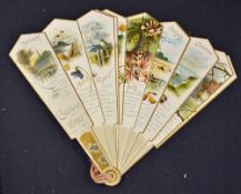 Ernist Nister Calendar Fan 1892 - Beautiful shiny card fan of 12 parts. Each have a lovely rural