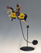 Metal Rocking Knight on Horseback comes with stand, knight with joust, measures 52cm high, perfectly