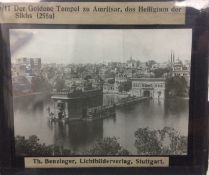 India & Punjab - Golden Temple Glass Negative - An unusually large size glass slide negative of