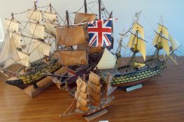 3x Galleon Models to include Airfix HMS Victory, Wooden HMS Revenge and wooden HMS Victory,