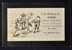 South Africa - First (Boer) Transvaal War. Circa early 1880s. Satire Memorial Card - with Boer