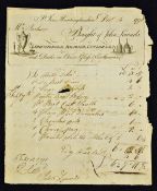 Scarce 18th Century St. Ives Ironmonger Printed Bill - Bought off John Lownds, Ironmonger, Brazier
