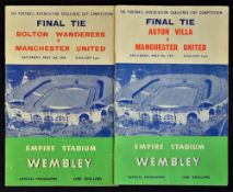 1957 FA Cup Final match programme Aston Villa v Manchester United plus 1958 FA Cup Final programme