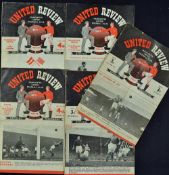 Manchester United home football programmes 1949/1950 Charlton Athletic, Manchester City, 1955/1956