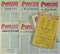 1946 Onwards Charlton Athletic Home Football Programmes includes 1946 v Bolton Wanderers (poor), v