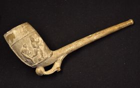 Vic Rugby/Football decorative smokers pipe: fine and large Vic clay Meacham pipe with early embossed