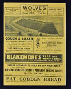 1934/1935 Wolverhampton Wanderers v Aston Villa match programme dated 3 September Division 1 game