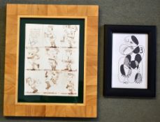 Original Rugby Art work (2): to incl an ink cartoon signed by artist B Cooper and also signed by