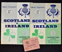 1958 Scotland v Ireland international match programme x 2 plus the single card 'Admit player to