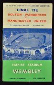 1958 FA Cup Final programme Bolton Wanderers v Manchester United official issued, the personal