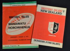 1971 British Lions vs New Zealand rugby programmes (2): to include the 1st test played in Dunedin
