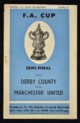 1947/1948 FA Cup Semi-Final at Hillsborough Derby County v Manchester United match programme. Good.