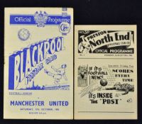 1956/1957 Manchester United Championship season away programmes Preston NE and Blackpool. Good. (2)
