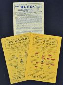 1944/1945 Wolverhampton Wanderers v Birmingham City football programme 2 April 1945 & 14 April