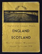 Scarce pre-war 1938/1939 International League game at Molineux England v Scotland football programme