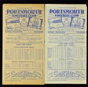 1947/1948, 1951/1952 Portsmouth v Wolverhampton Wanderers Division 1 match programmes. Fair-Good. (