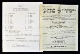 1960's Lancashire Senior Cup single sheet match programmes for Manchester United aways at Oldham