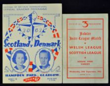 1951 Scotland v Denmark Festival of Britain match programme, 1952 Welsh League v Scottish League