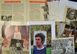 Autographed football book plus magazine photo cuttings with multiple signatures all acquired in