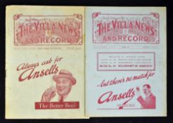 1934/1935 Aston Villa v Wolverhampton Wanderers football programme dated 27 August 1934 (also