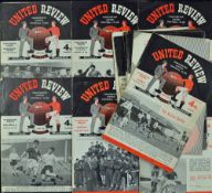 Manchester United 1957/1958 season home football programmes to include nos 1, 3-7, 10 & 11, 15 & 16,
