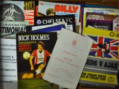 Fine collection of friendlies and testimonial football programmes - different programmes mainly from