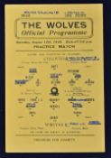 1944/1945 Wolverhampton Wanderers public practice match football programme dated 12 August single