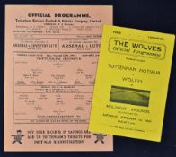 1945/1946 Wolverhampton Wanderers v Tottenham Hotspur football programme 4 pager (1 September