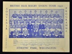 1950 British Lions v New Zealand rugby programme: 3rd test match played at Athletic Park