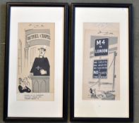 Original Rugby Artwork: 2x rugby cartoons by Jon one titled 