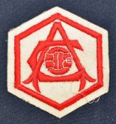 1950's Arsenal blazer badge, hexagonal shape in white with red border, red football with A and C